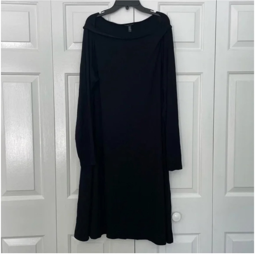 Eileen Fisher black dress with square neckline size L - Picture 5 of 5